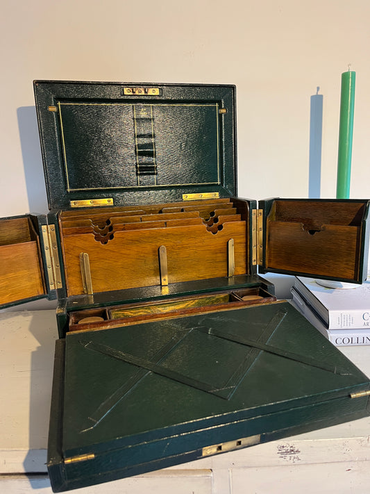 19th century leather stationary box