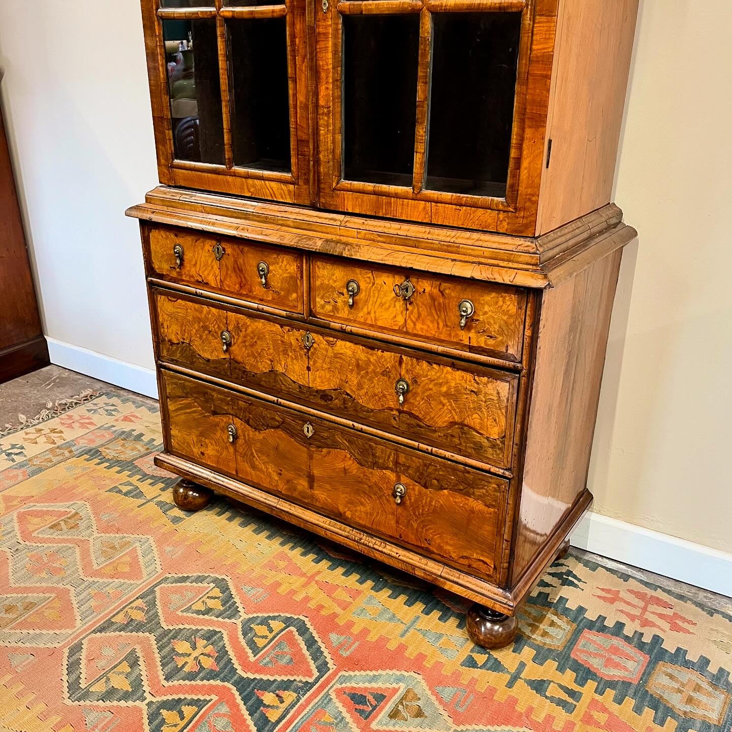 Queen Anne walnut bookcase image 2
