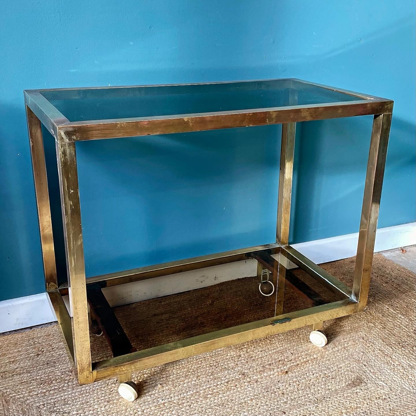 Italian 1970s brass drinks trolley image 2