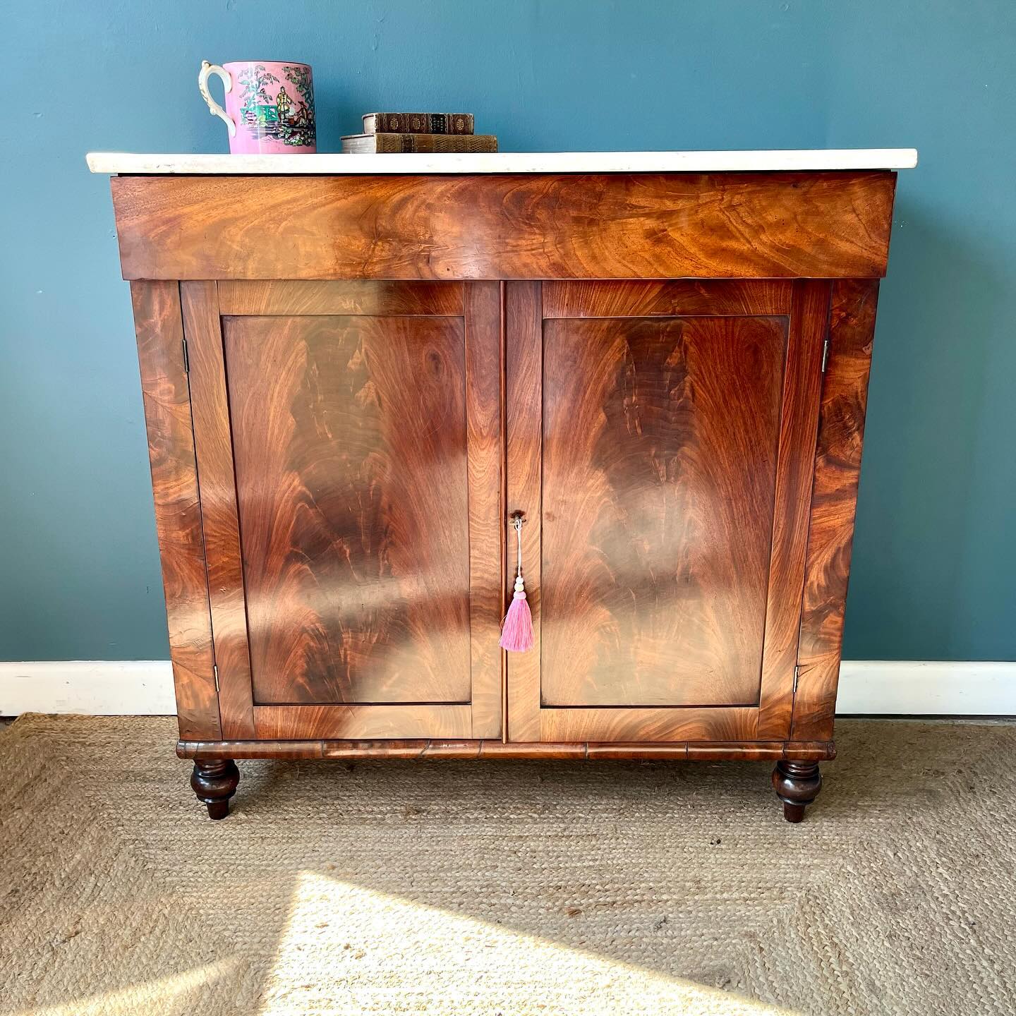 19th century marble topped cupboard image 1