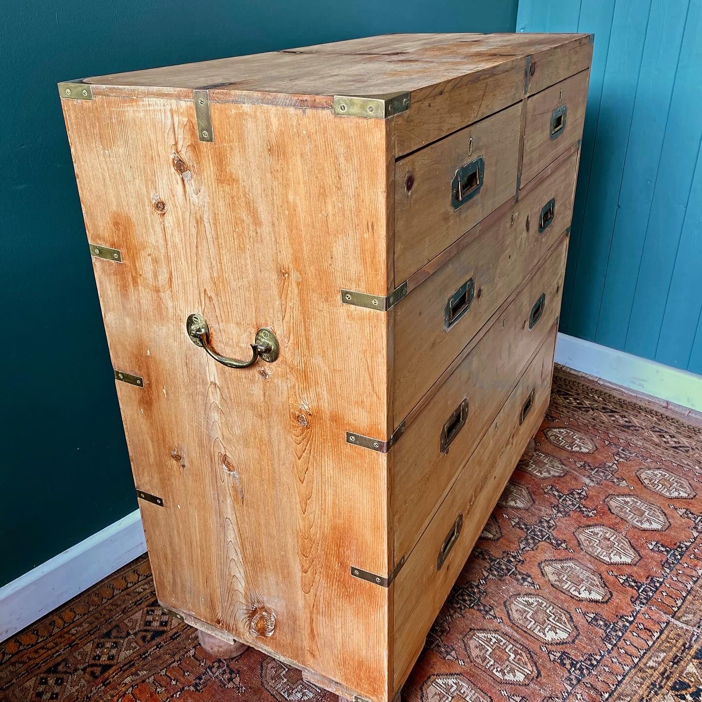 19th century campaign chest of drawers. image 4