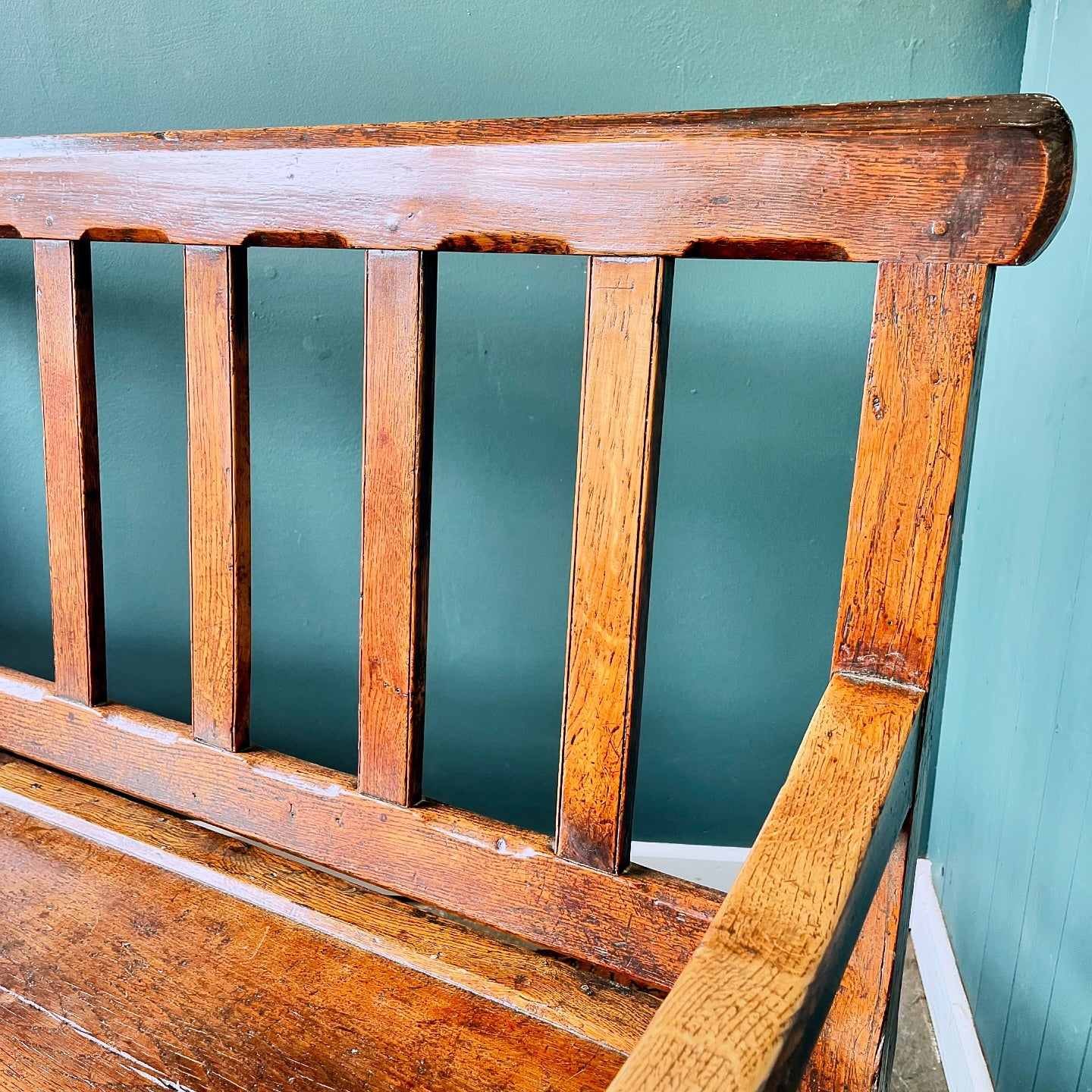 Georgian oak hall bench image 3