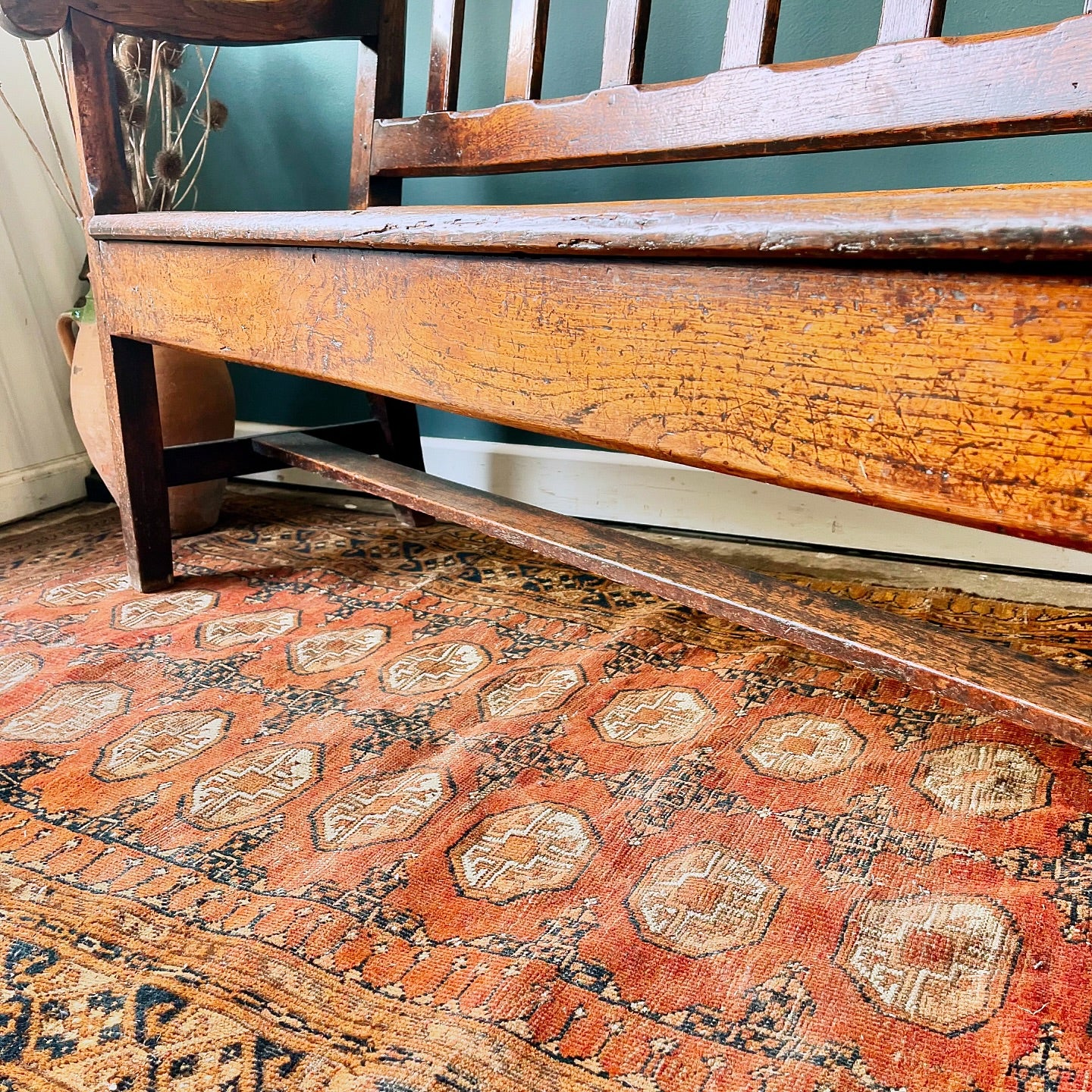 Georgian oak hall bench image 4