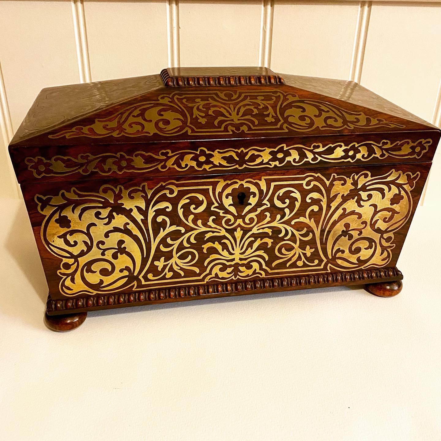 19th century sarcophagus rosewood tea caddy image 0