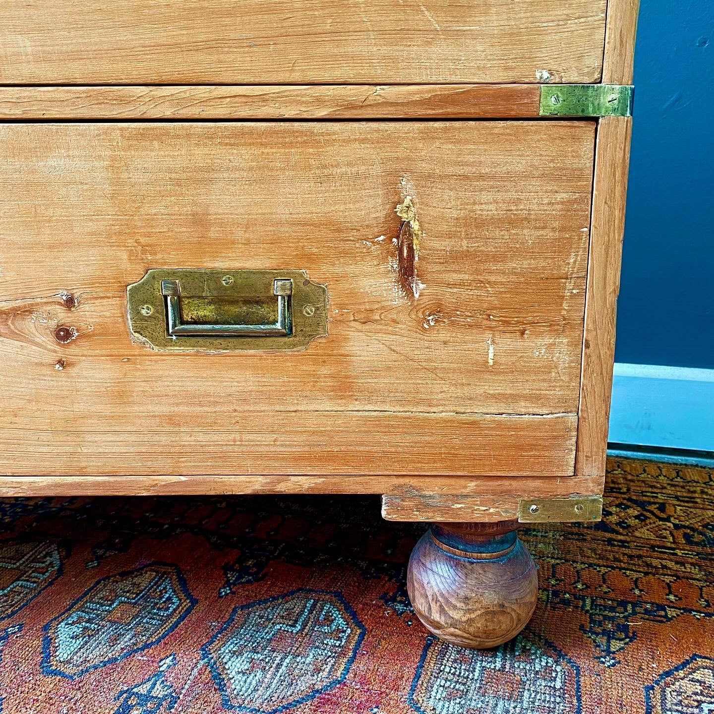 19th century campaign chest of drawers. image 3