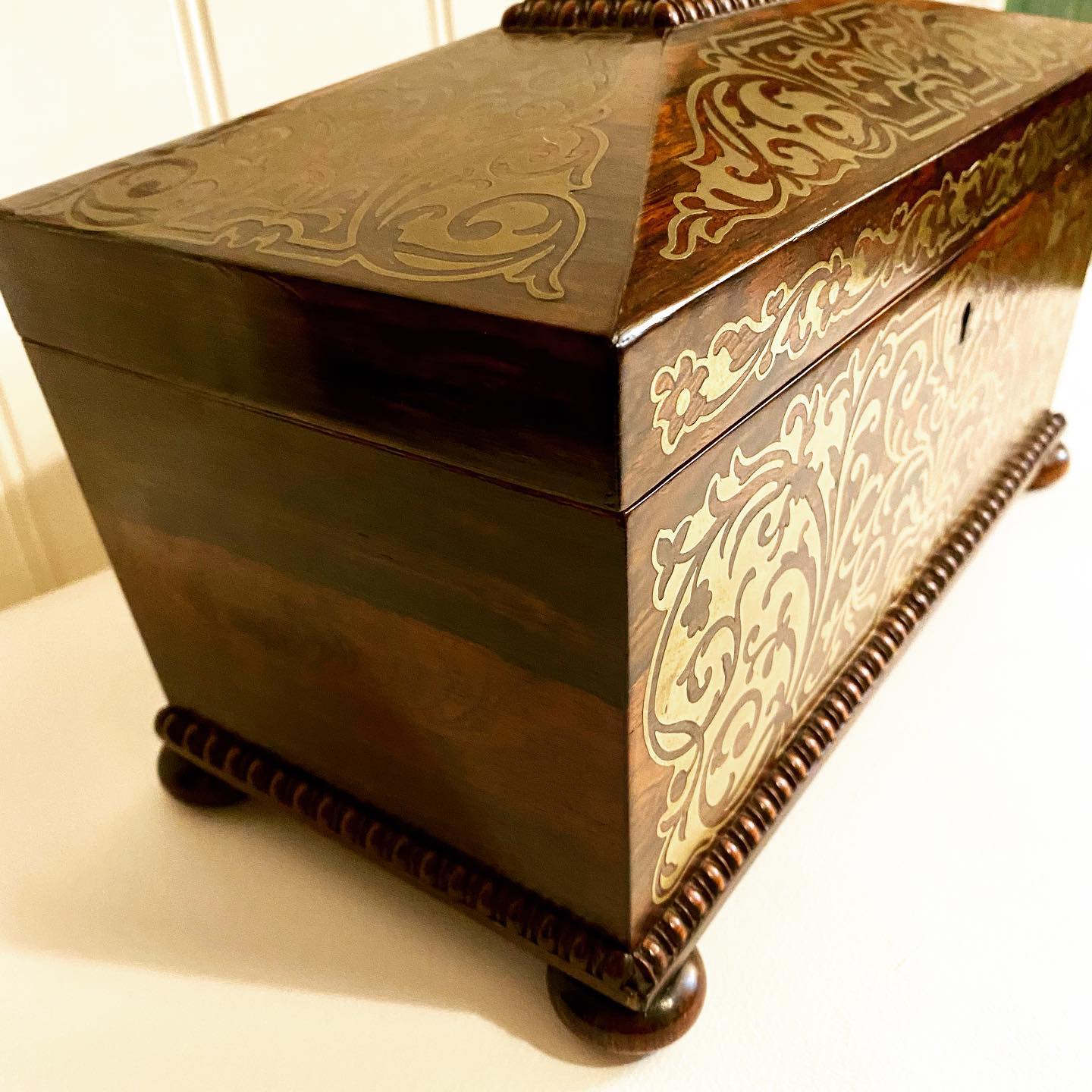 19th century sarcophagus rosewood tea caddy image 3