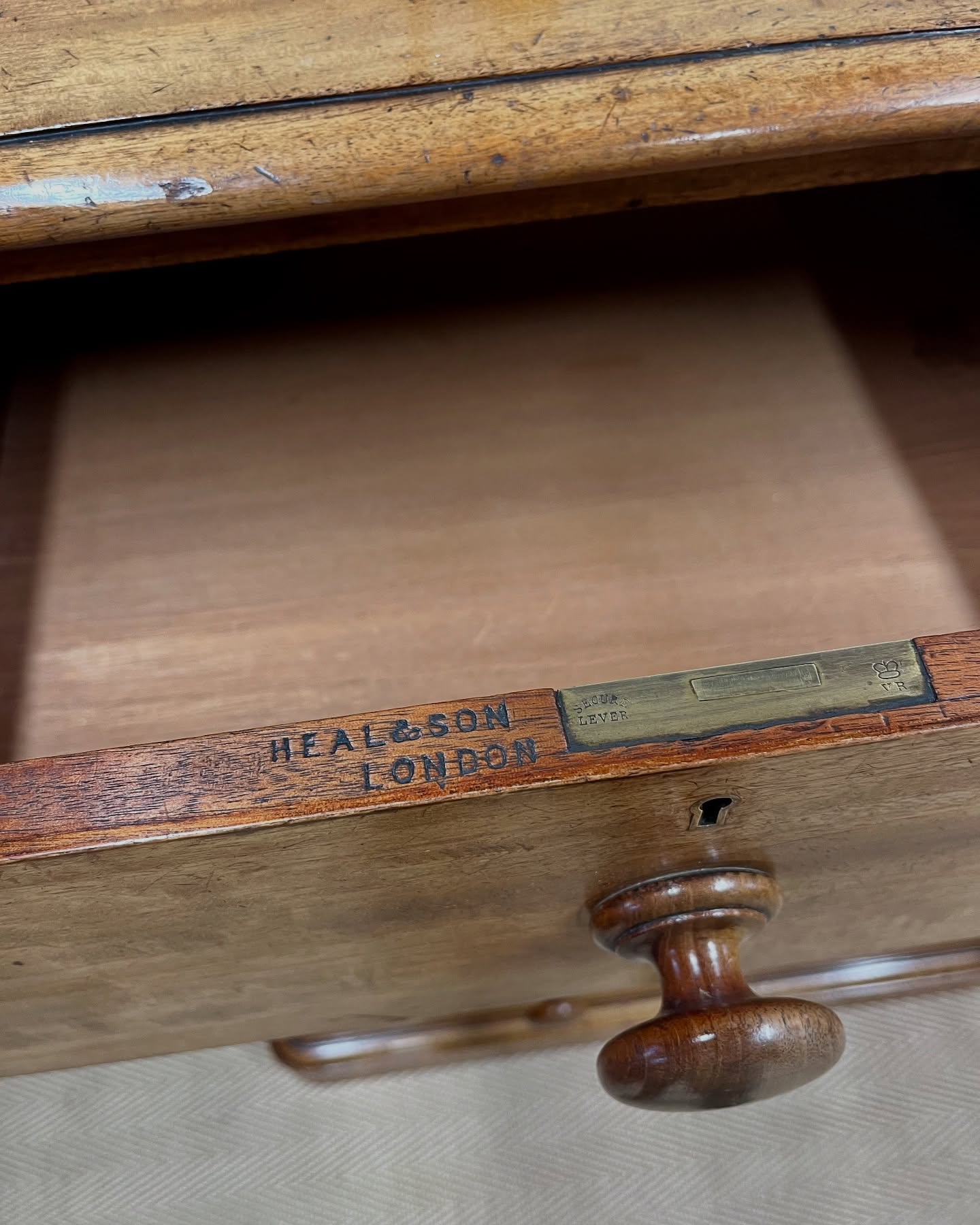 Mid 19th century chest of drawers by Heal and son, London image 1