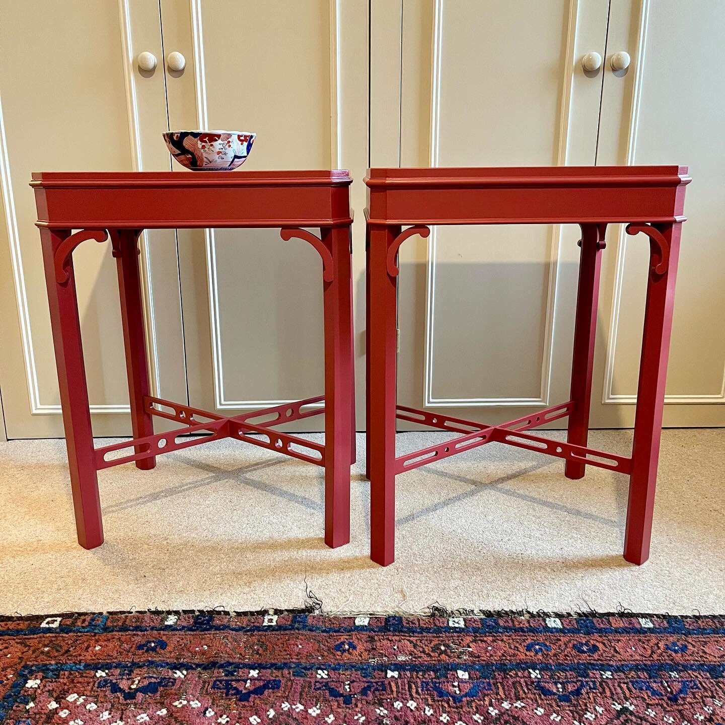 A pair of painted 20th century lamp tables  image 1