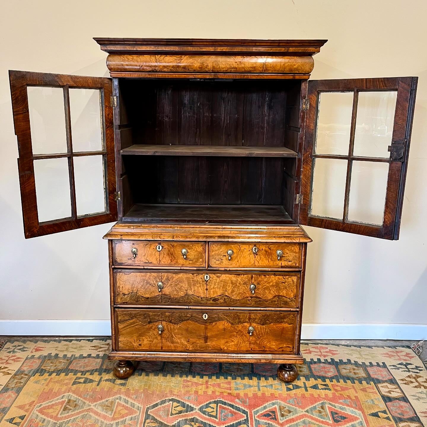 Queen Anne walnut bookcase image 1