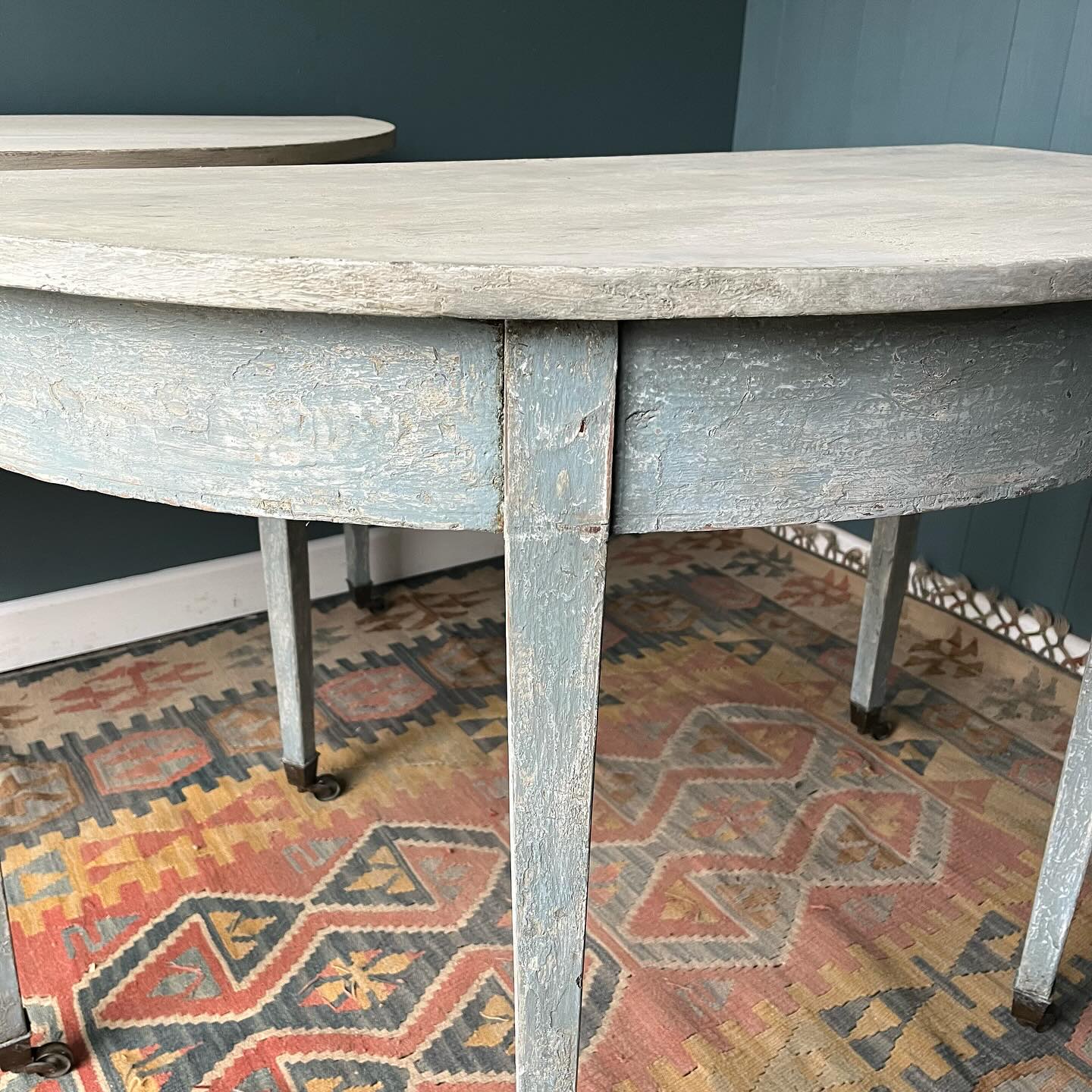 Painted Swedish style Georgian Demi lune tables  image 1