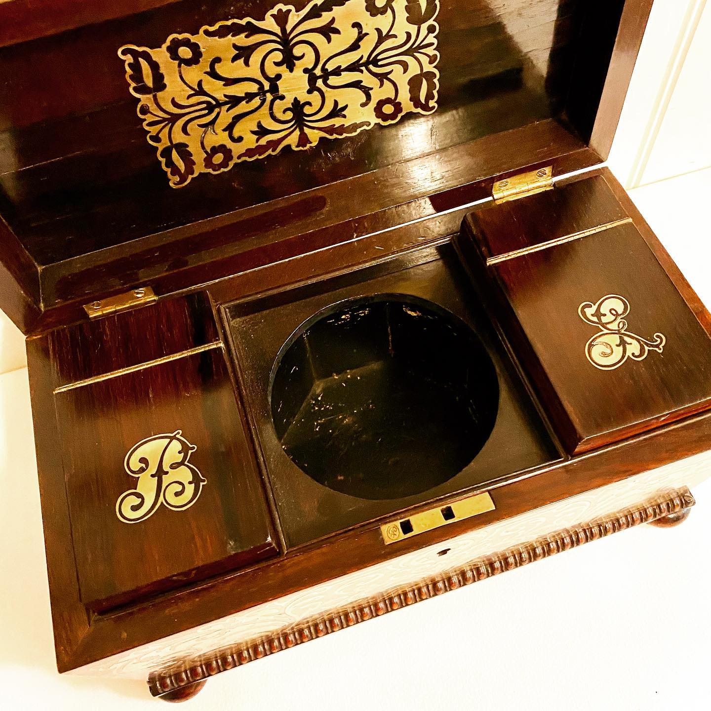 19th century sarcophagus rosewood tea caddy image 1