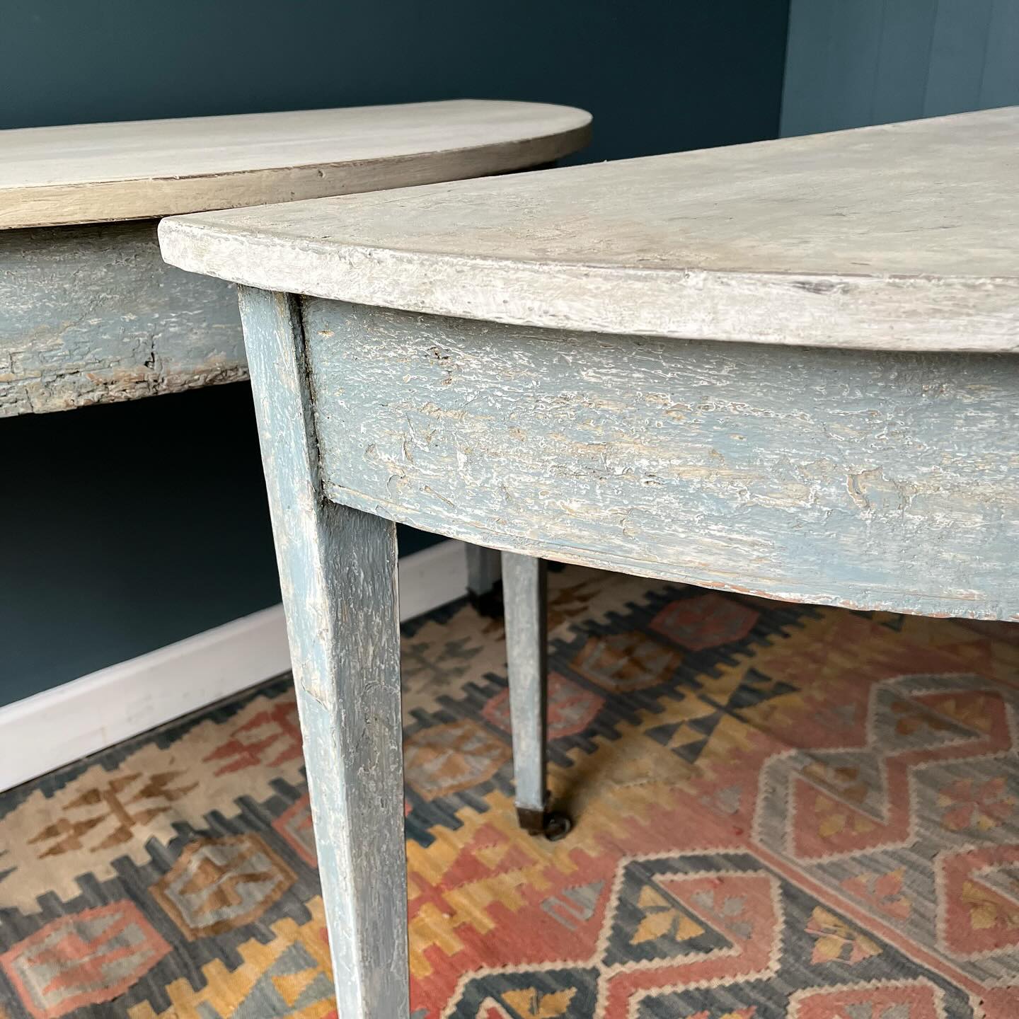 Painted Swedish style Georgian Demi lune tables  image 2