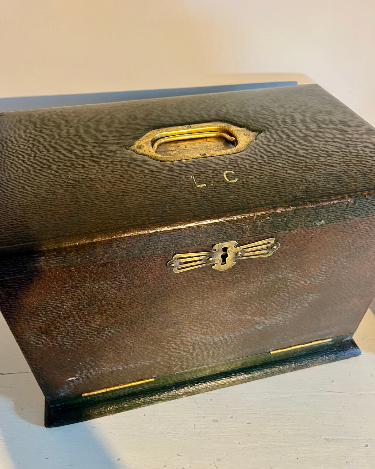 19th century leather stationary box