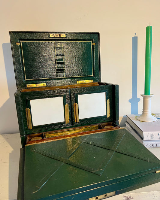 19th century leather stationary box