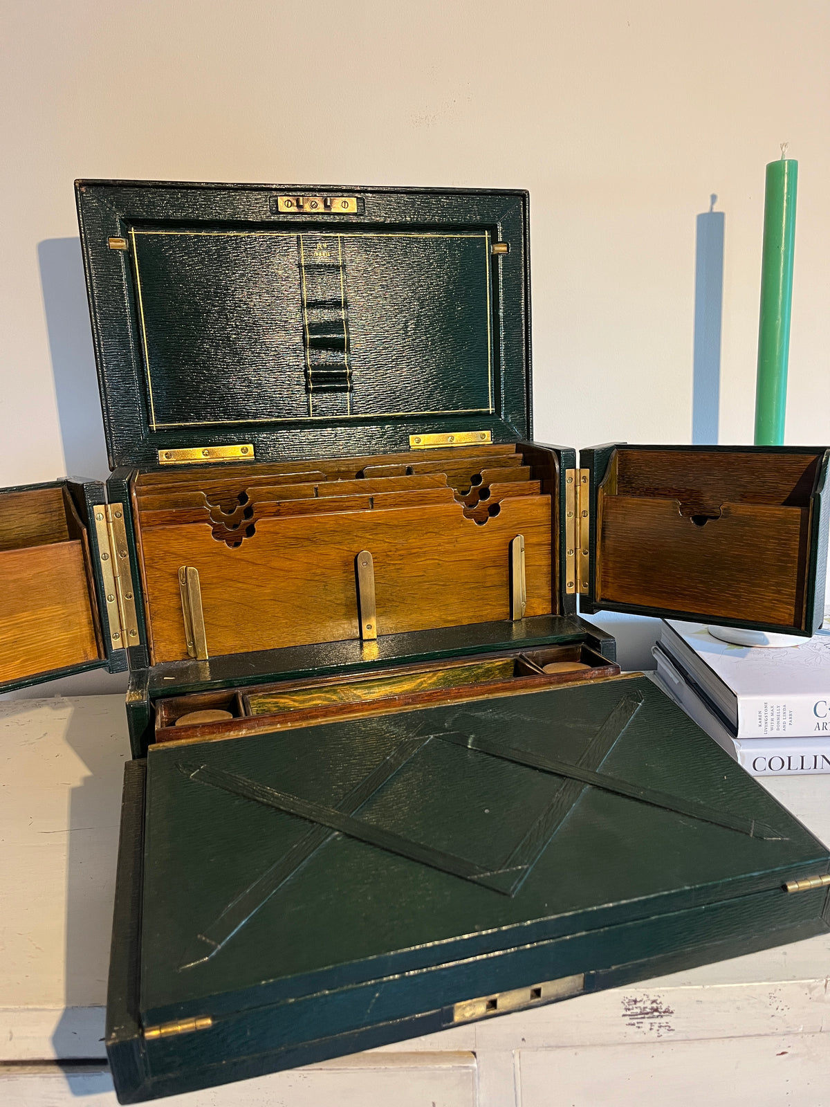 19th century leather stationary box