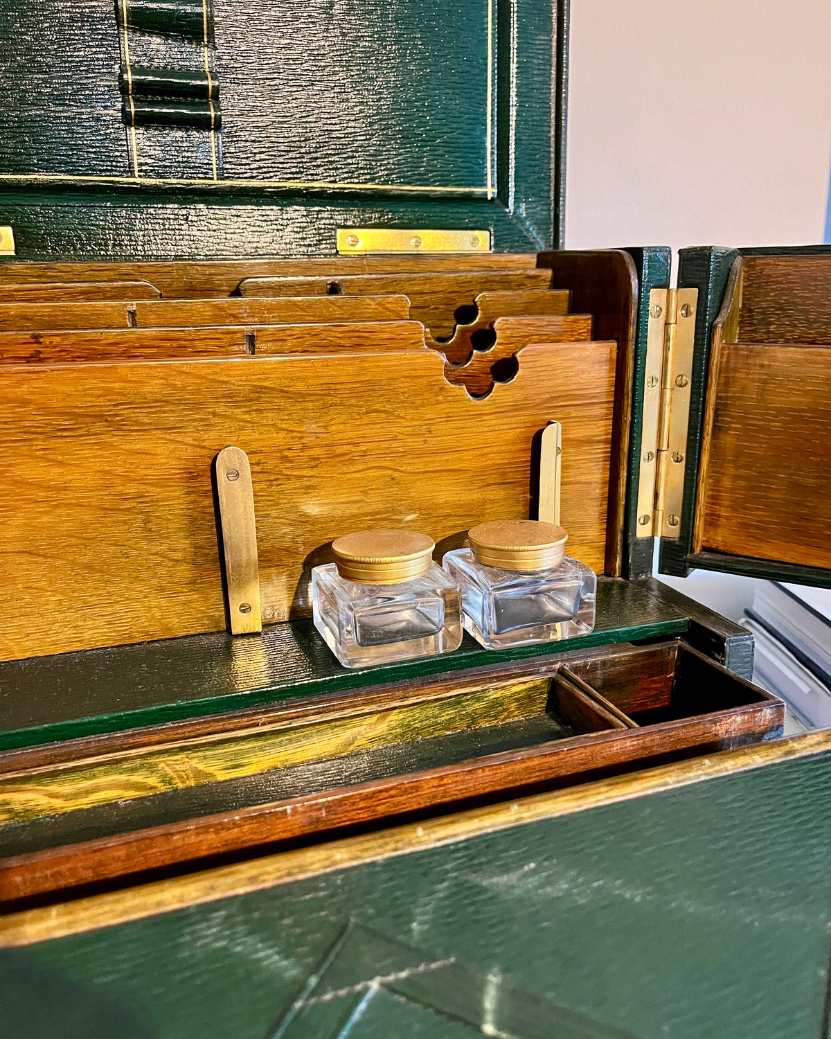 19th century leather stationary box