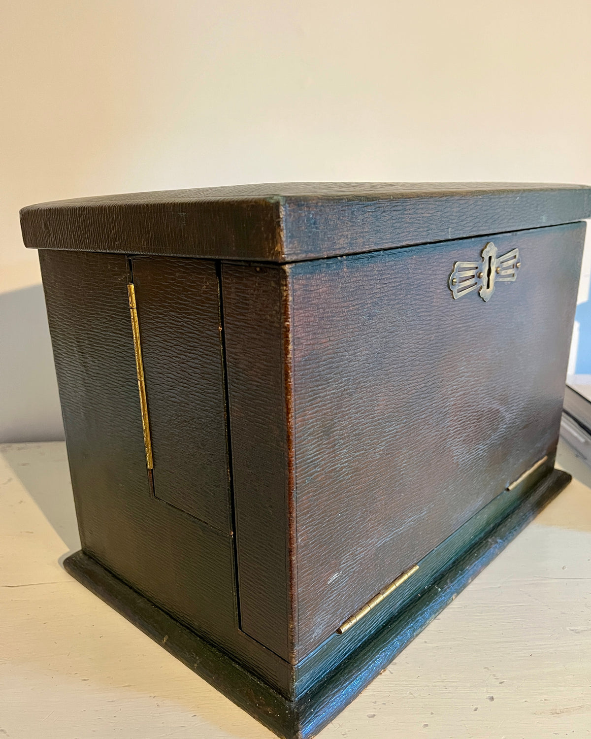 19th century leather stationary box