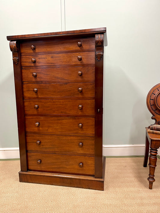 19th century mahogany Wellington chest.