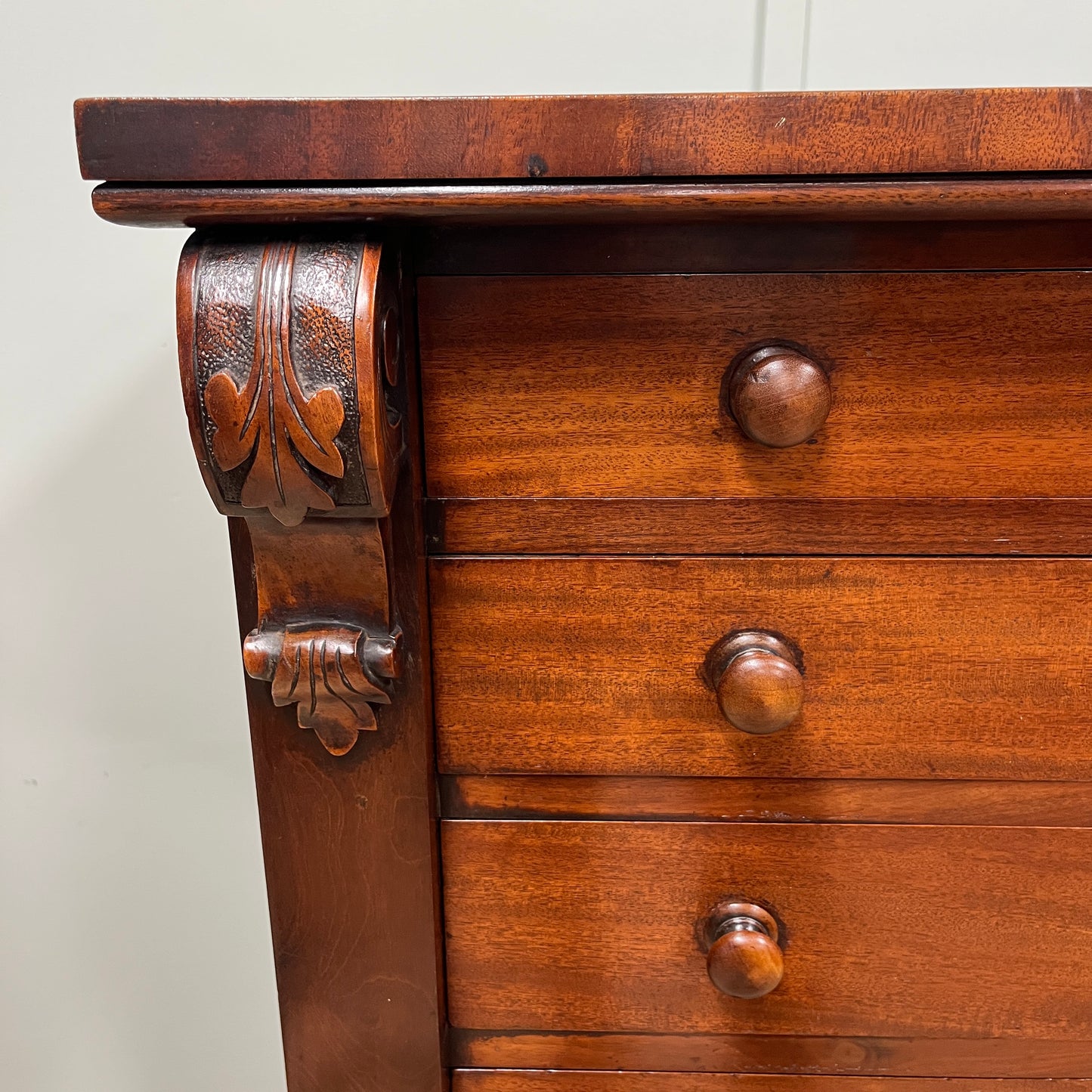 19th century mahogany Wellington chest.