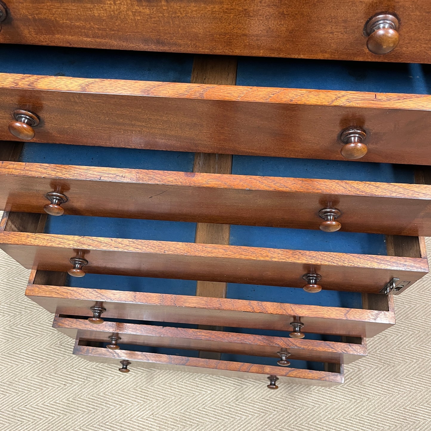19th century mahogany Wellington chest.