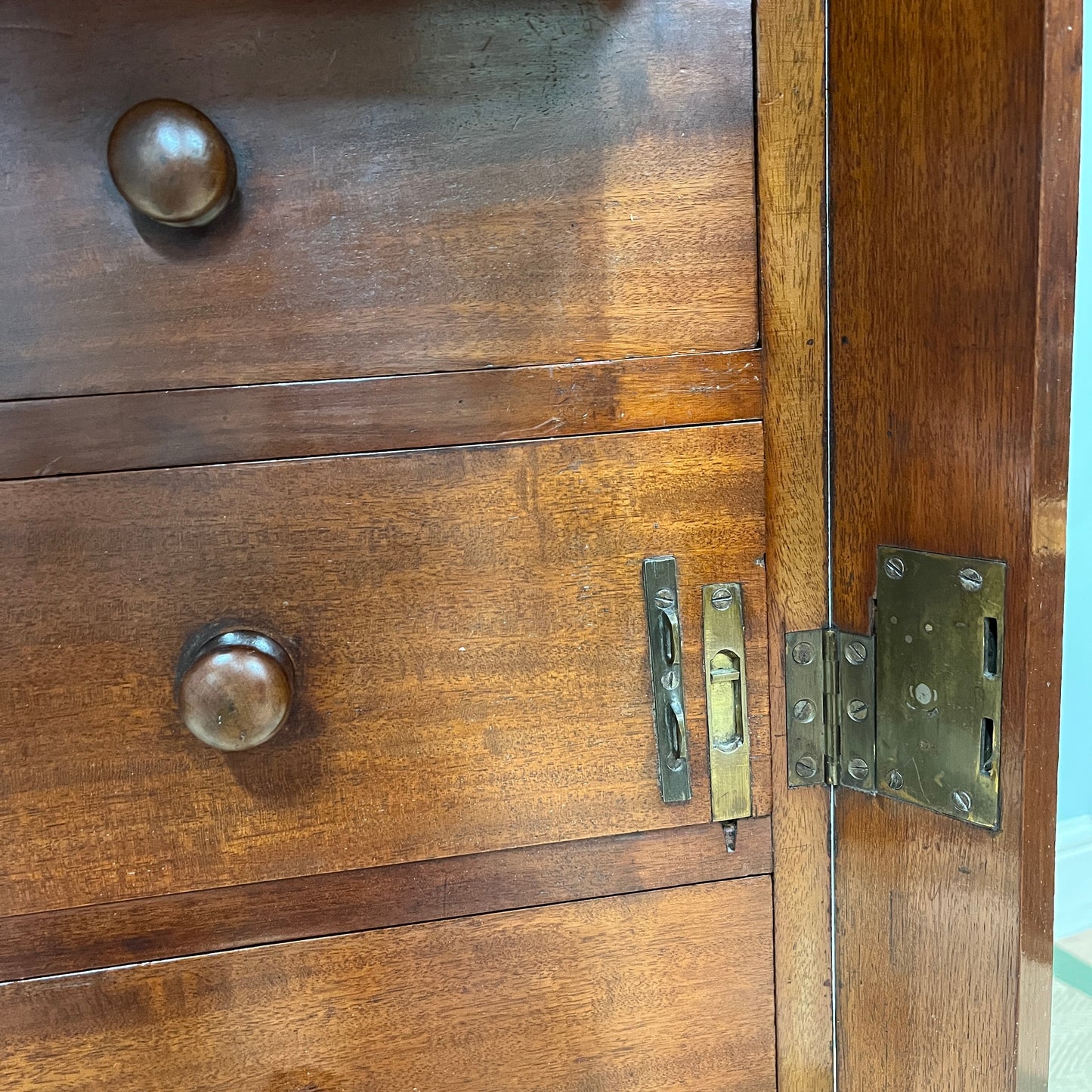 19th century mahogany Wellington chest.