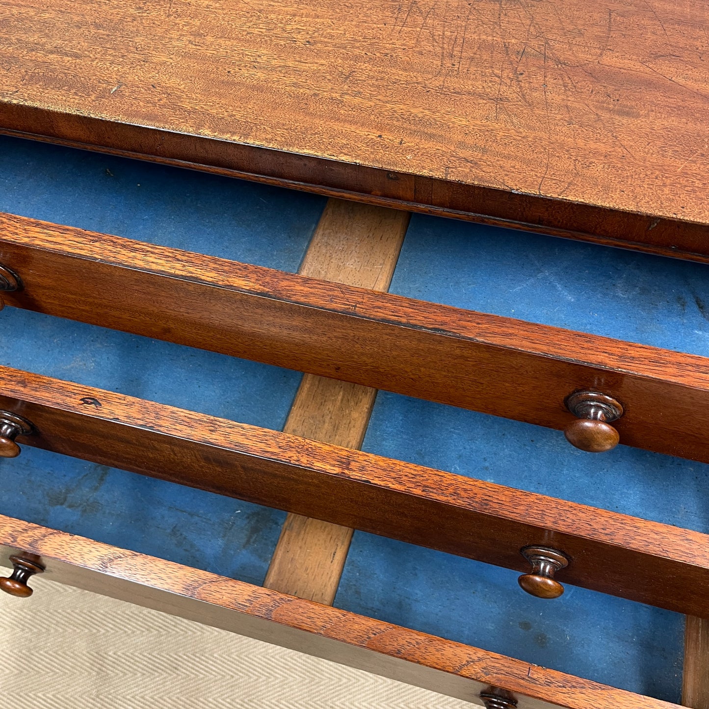 19th century mahogany Wellington chest.