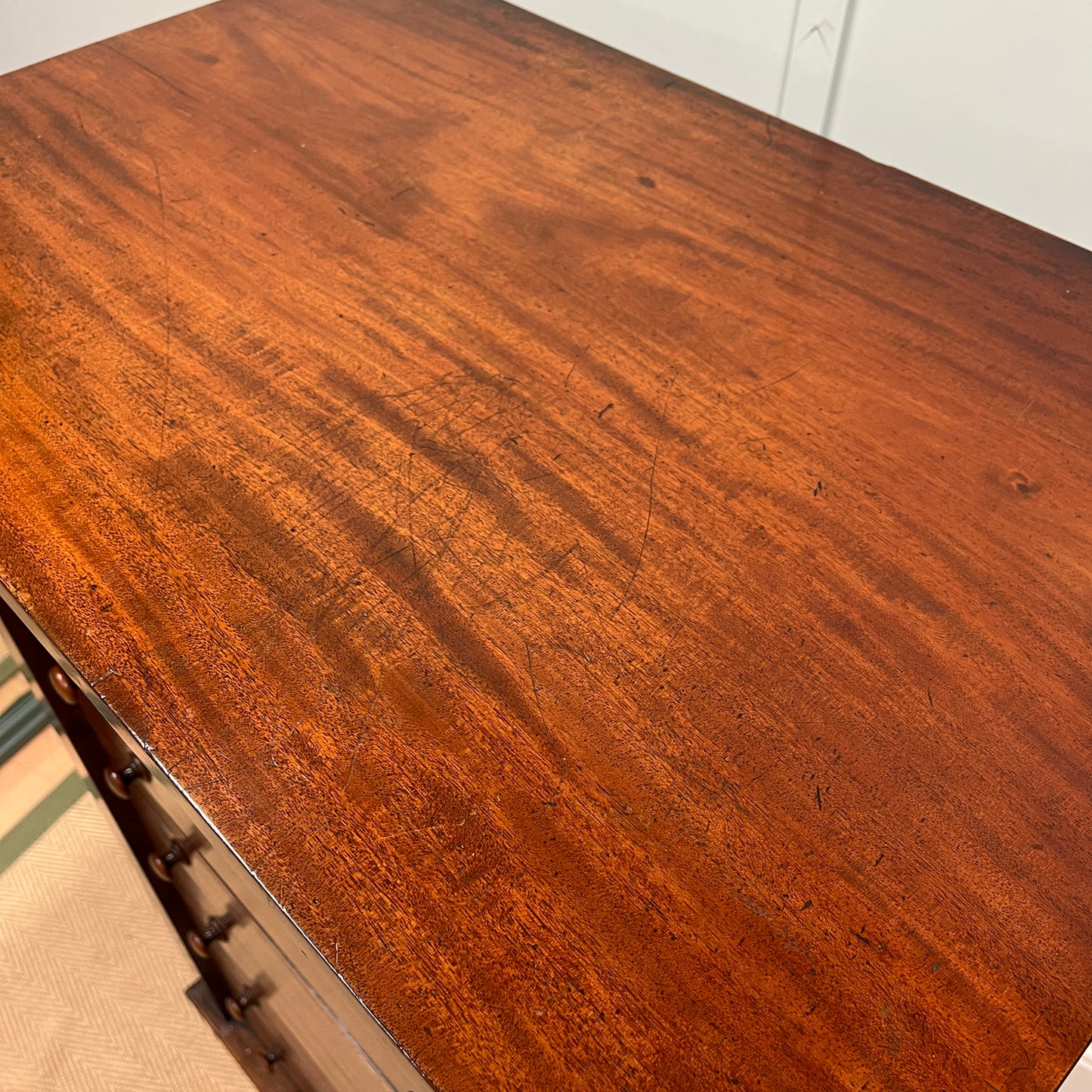 19th century mahogany Wellington chest.