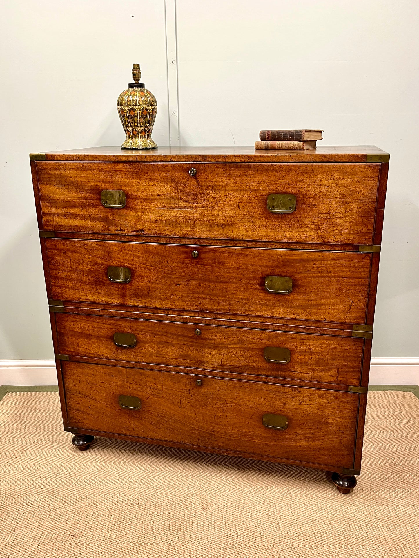 19th century campaign secretaire chest of drawers