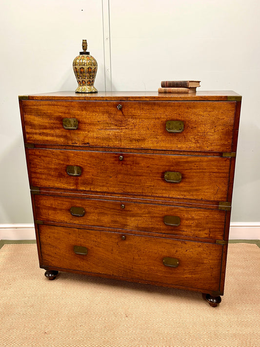19th century campaign secretaire chest of drawers
