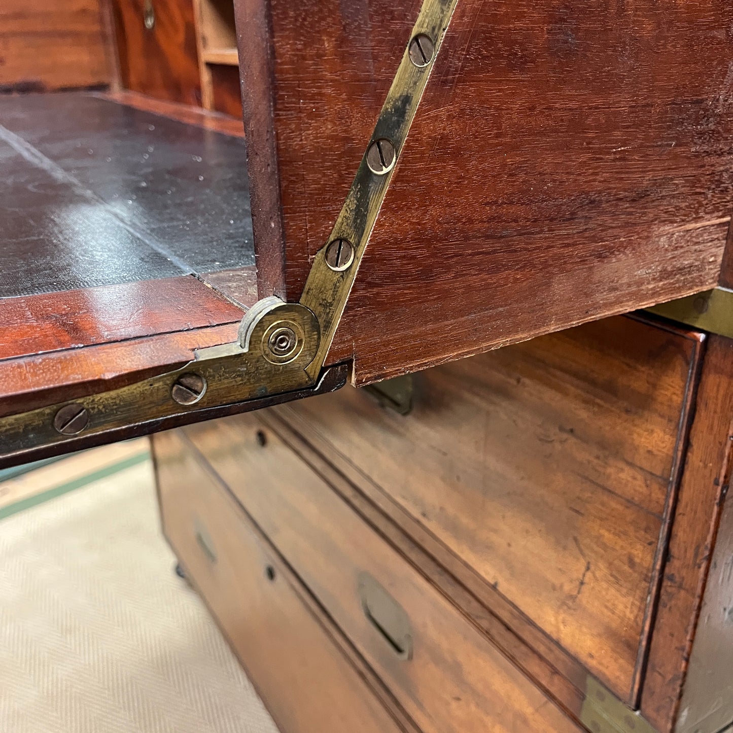 19th century campaign secretaire chest of drawers