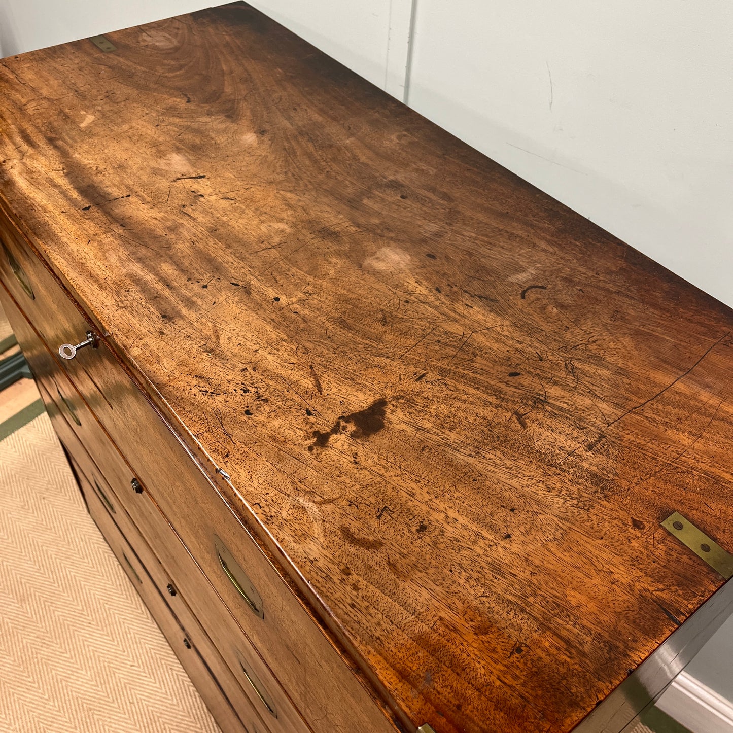 19th century campaign secretaire chest of drawers