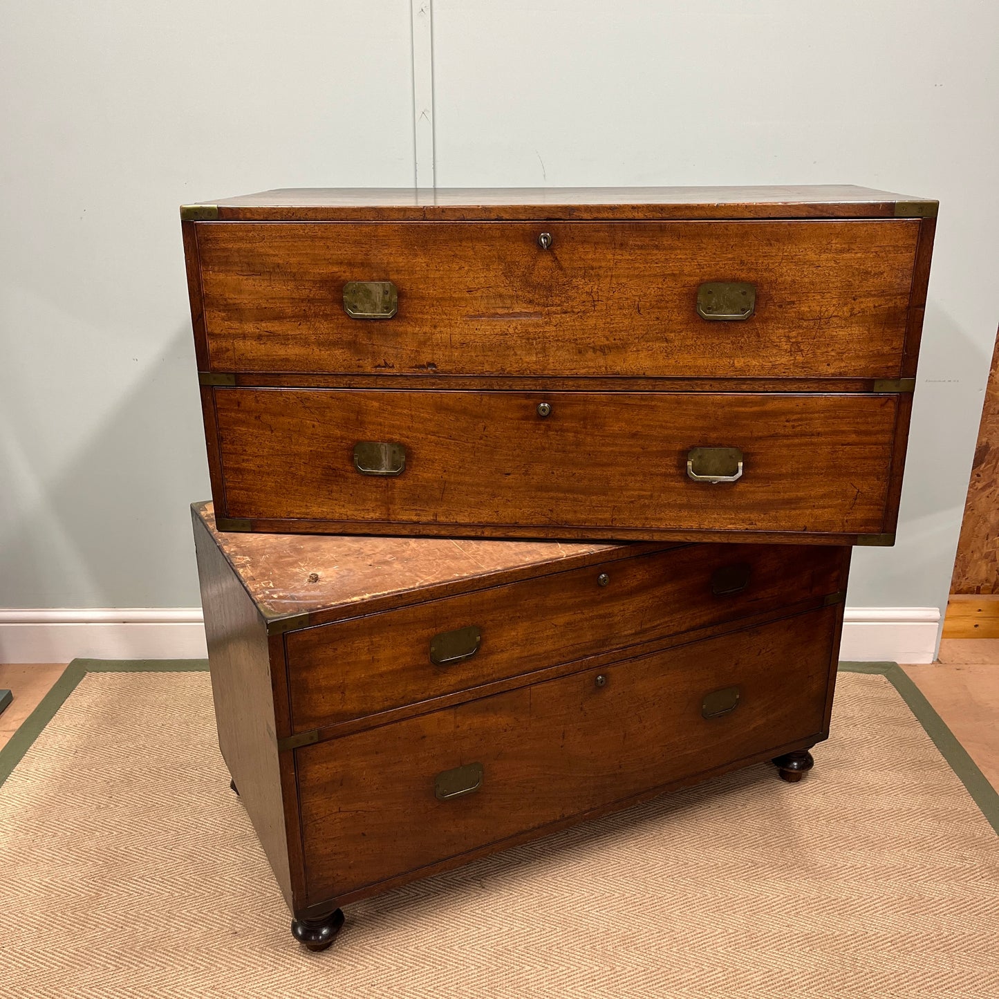 19th century campaign secretaire chest of drawers