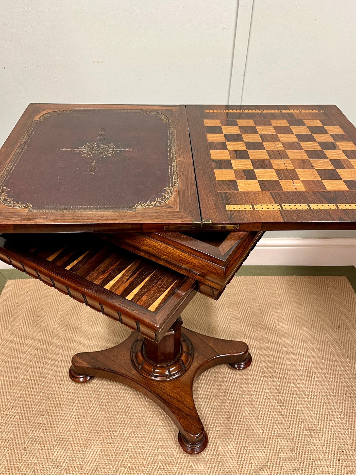 19th century rosewood games table