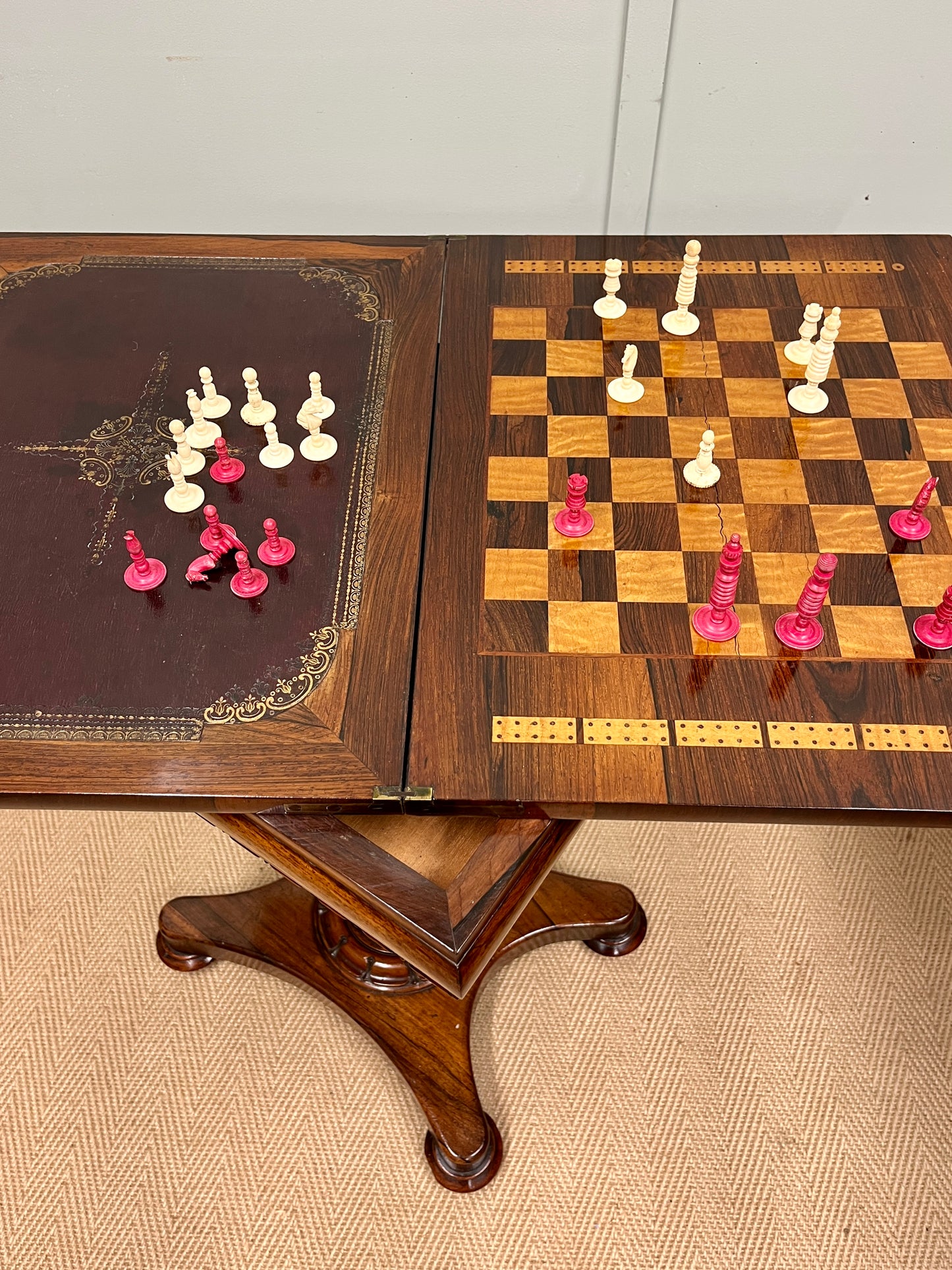 19th century rosewood games table