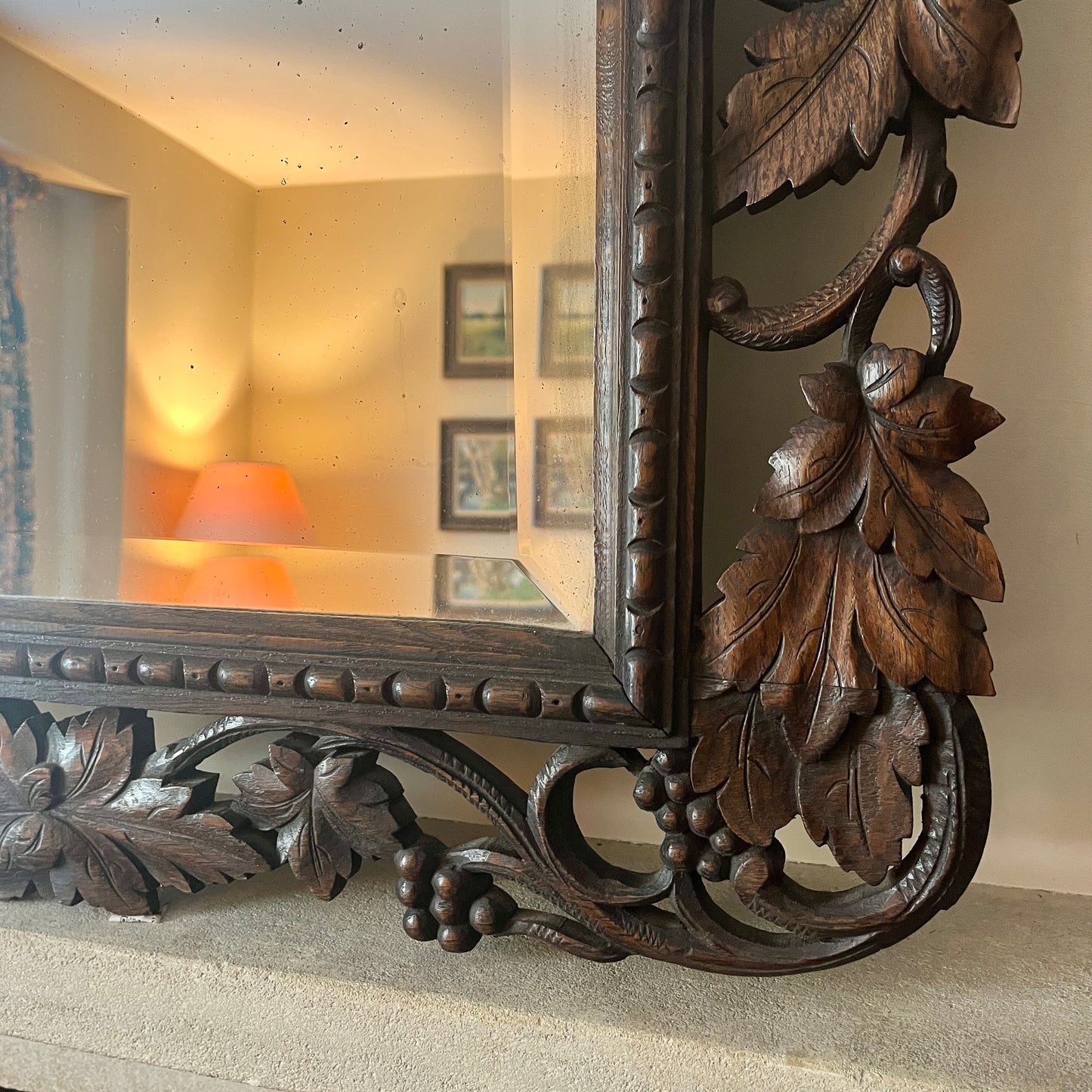 19th century carved oak mirror