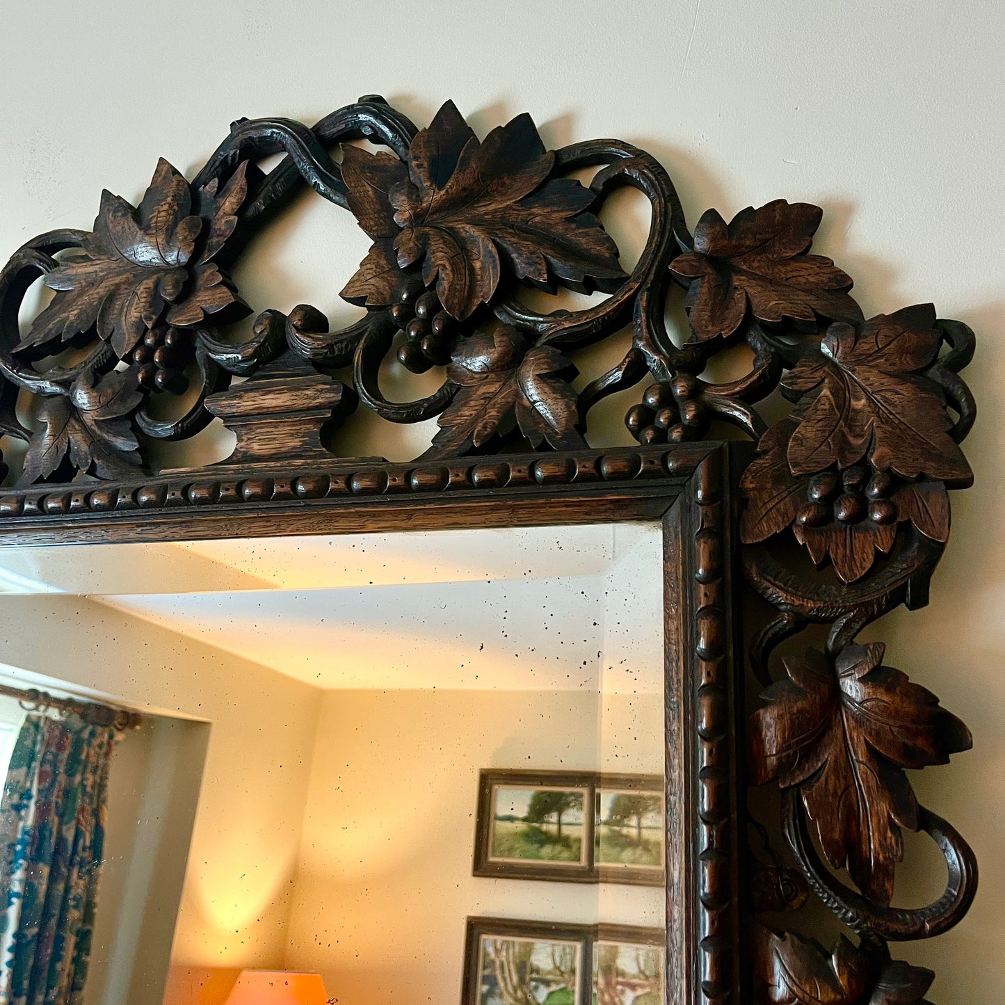 19th century carved oak mirror