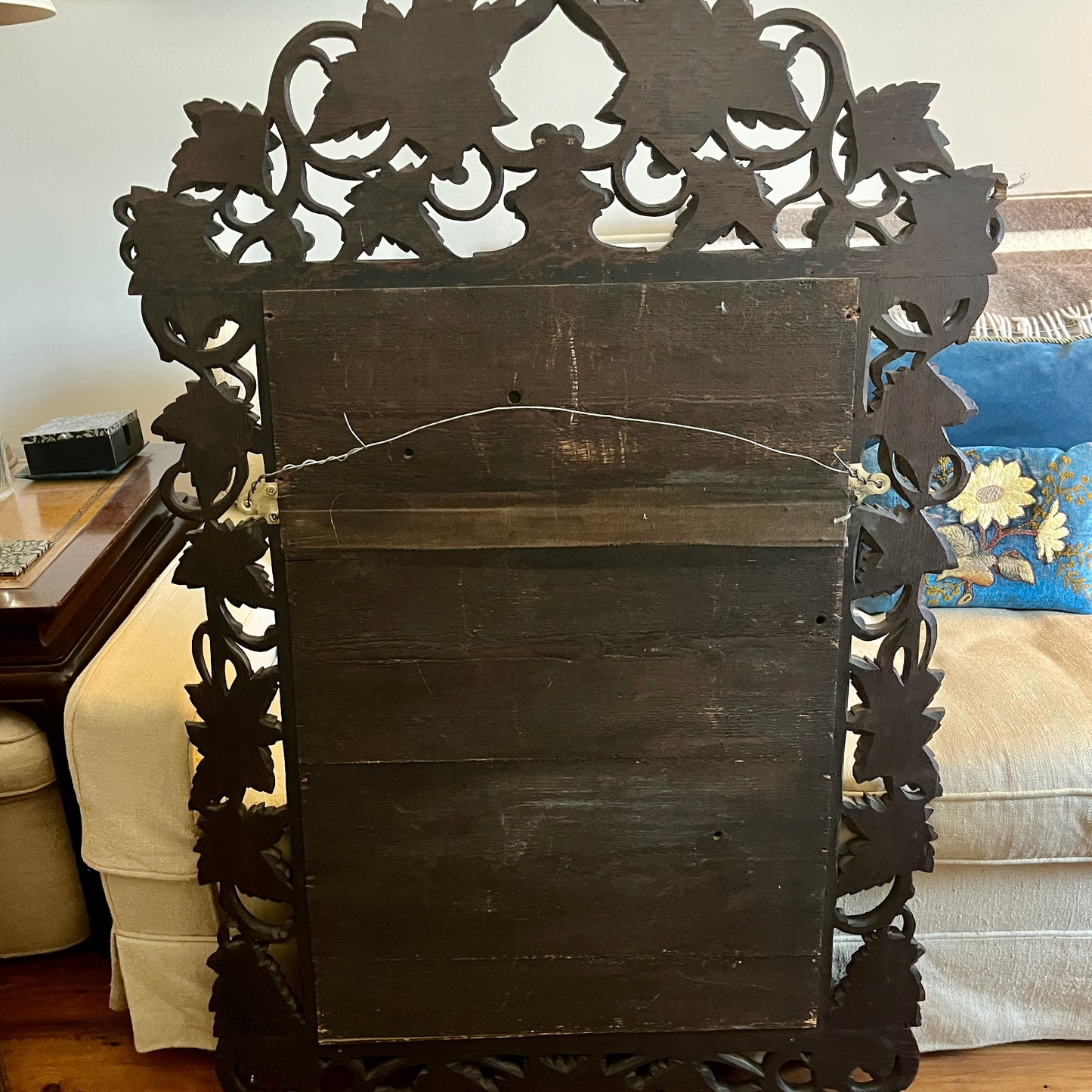 19th century carved oak mirror