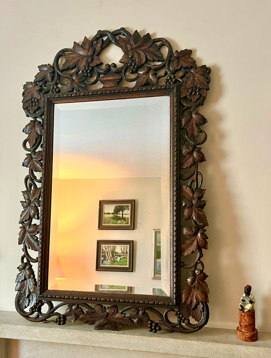 19th century carved oak mirror