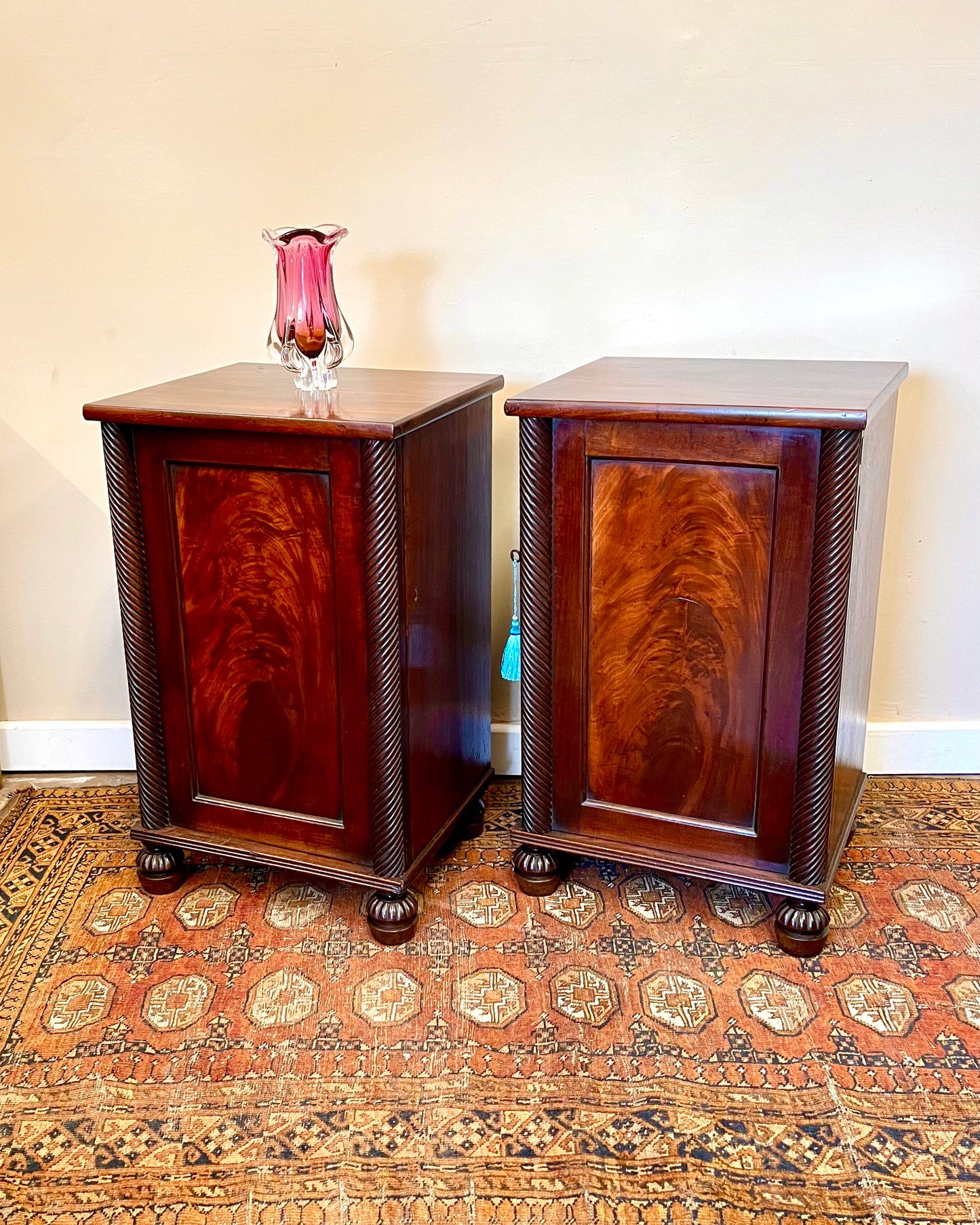 19th century mahogany bedside cupboards