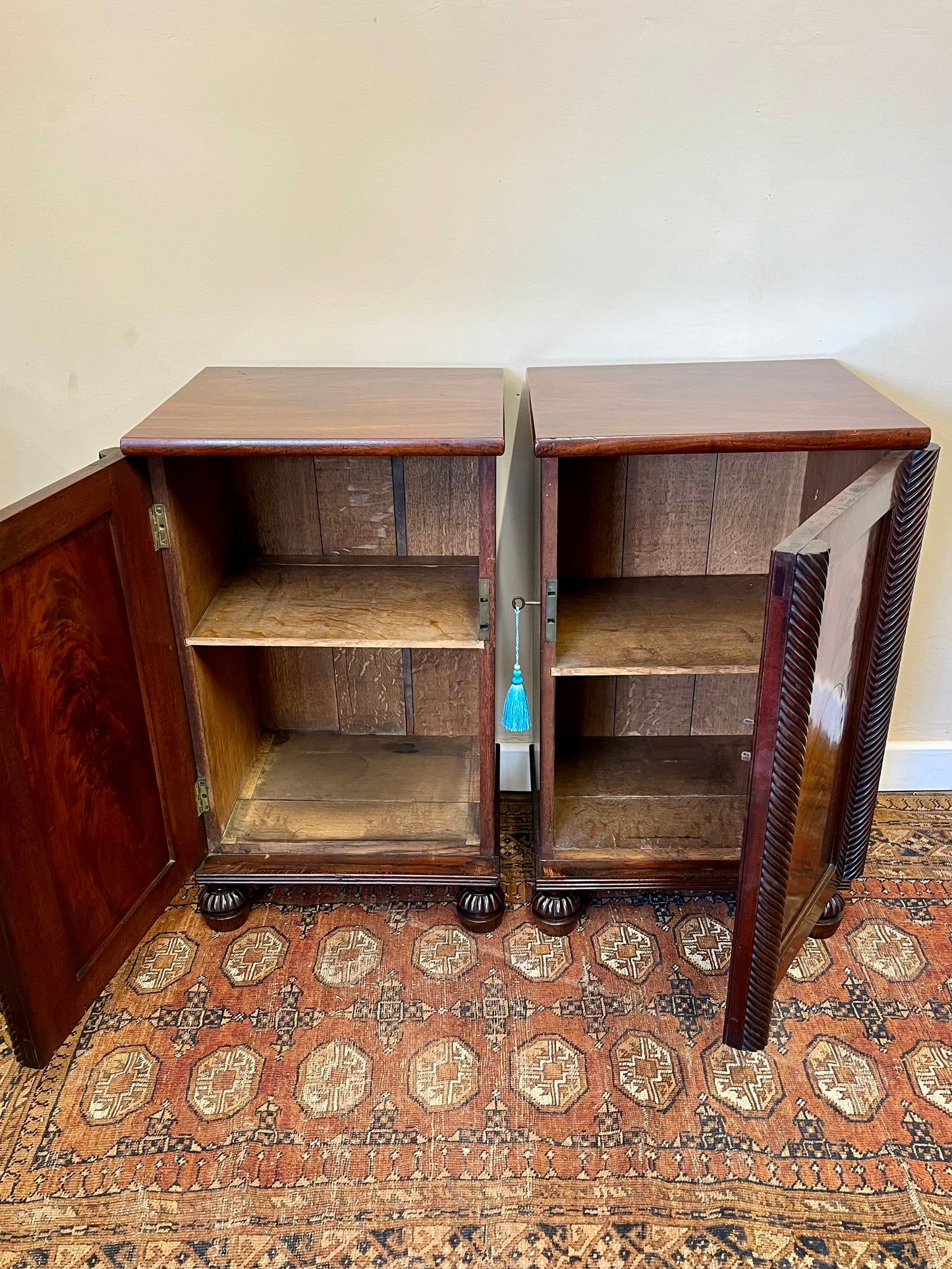 19th century mahogany bedside cupboards
