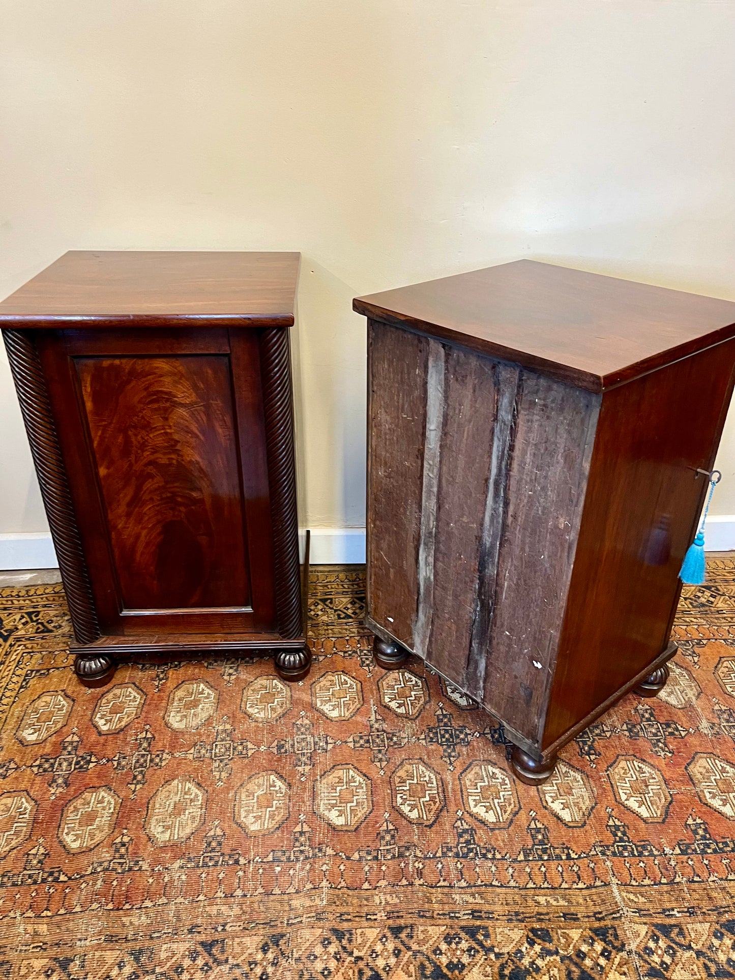 19th century mahogany bedside cupboards