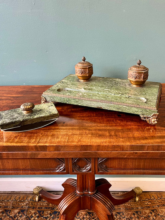 French marble ink stand and blotter