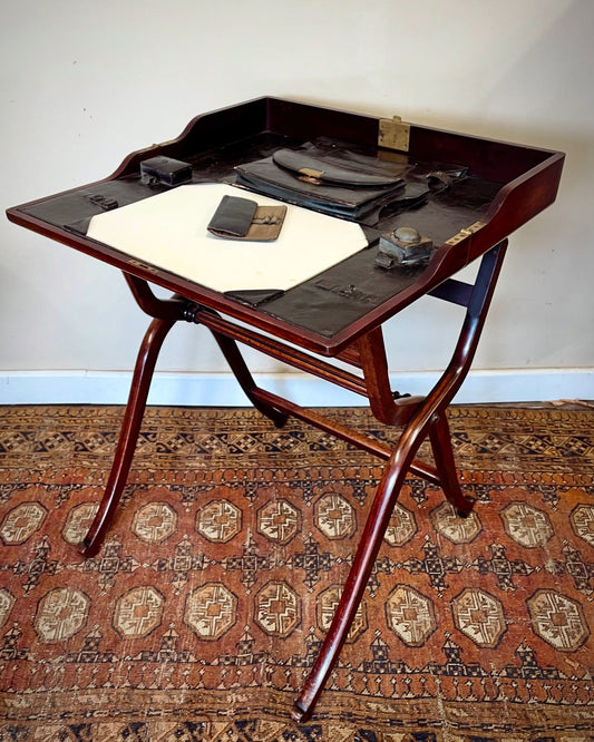 19th century folding campaign desk image 0