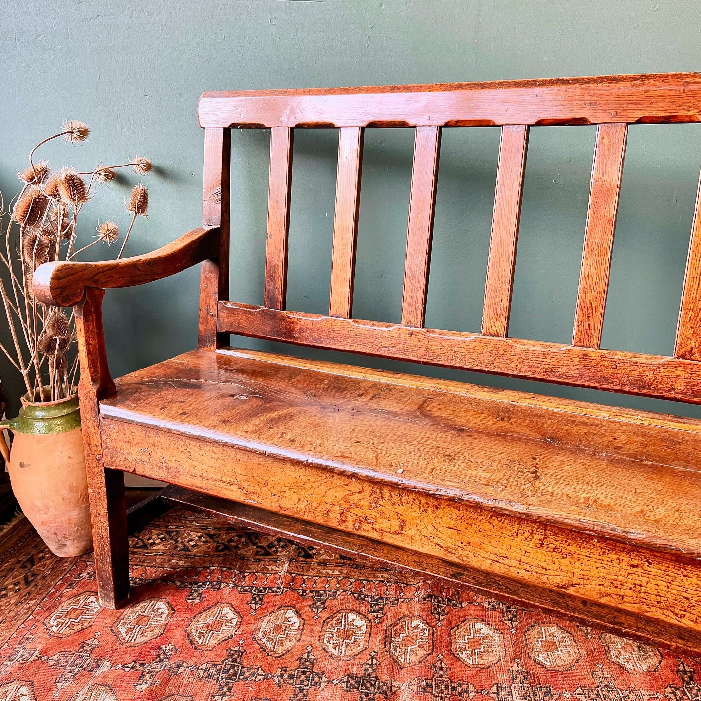 Georgian oak hall bench image 1