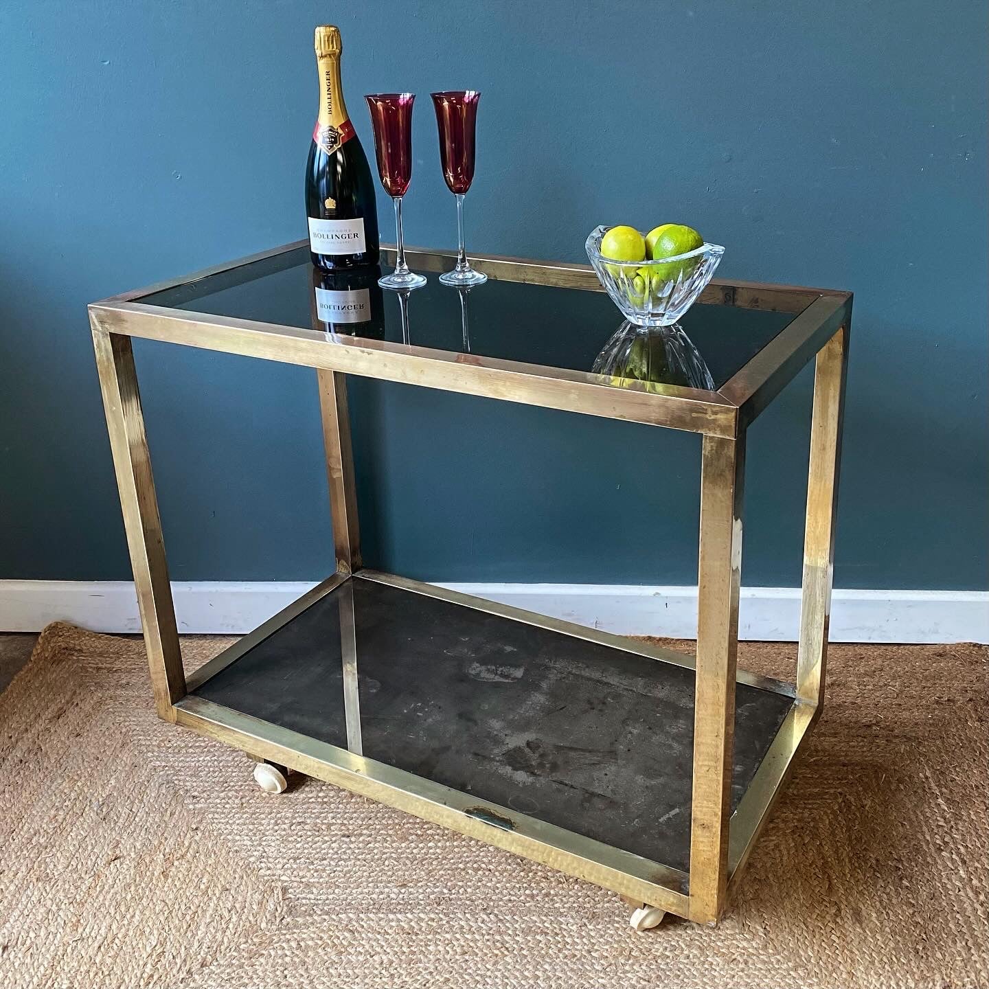 Italian 1970s brass drinks trolley image 0