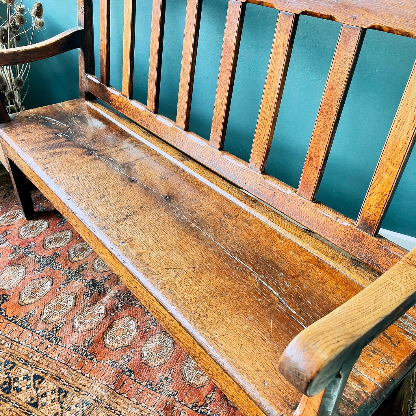 Georgian oak hall bench image 2