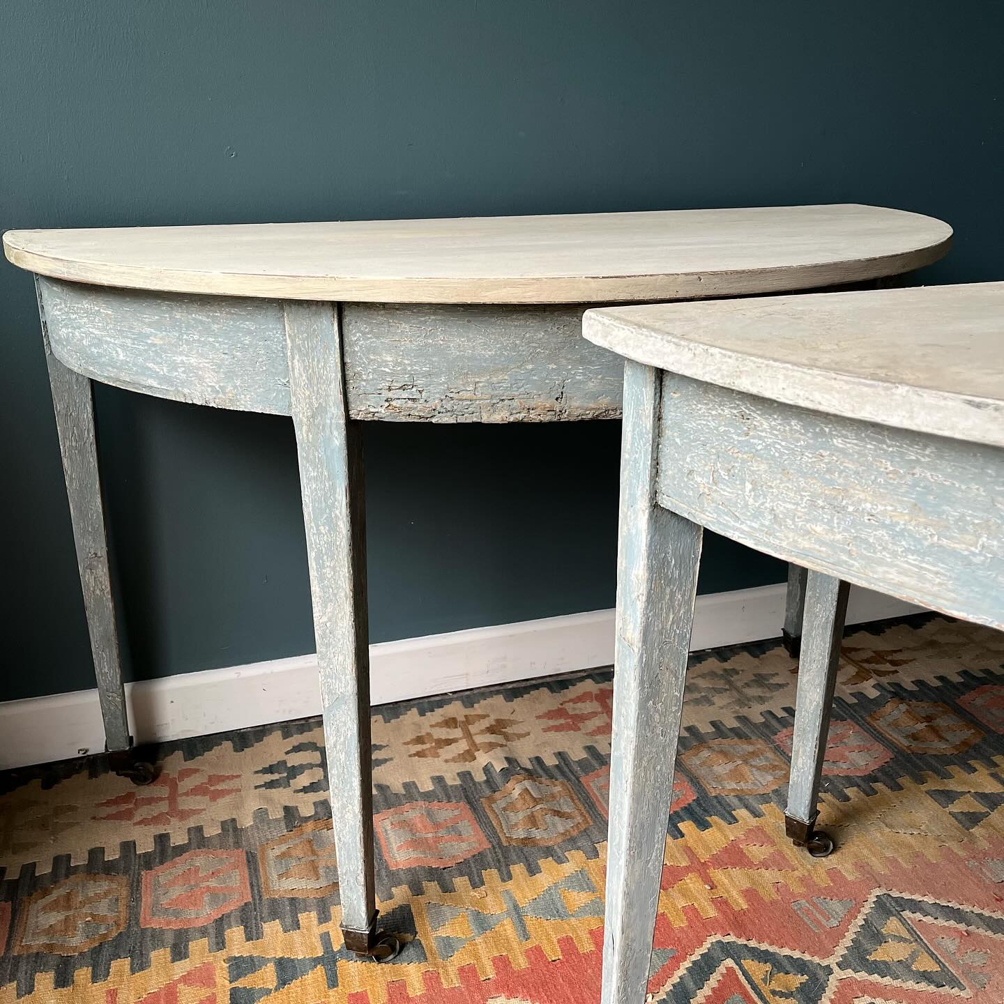 Painted Swedish style Georgian Demi lune tables  image 3