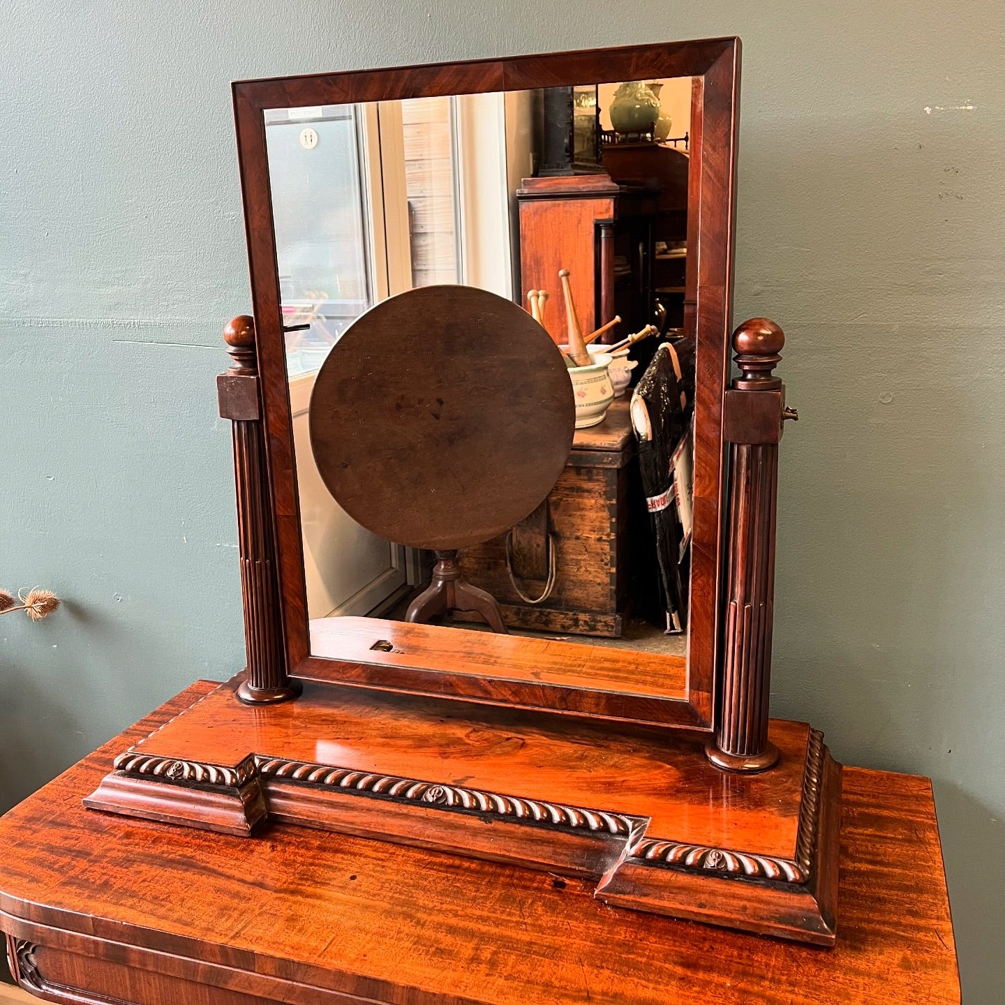 19th century mahogany toilet mirror image 1