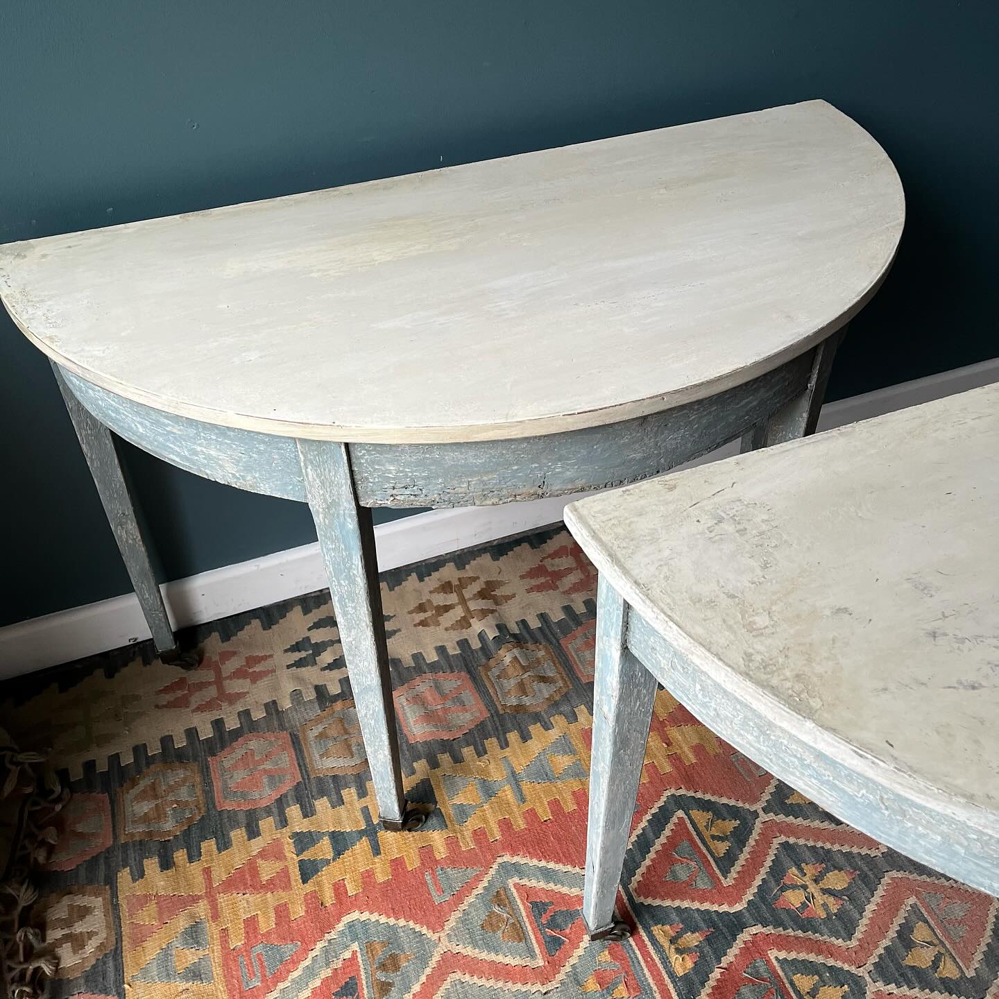 Painted Swedish style Georgian Demi lune tables  image 5