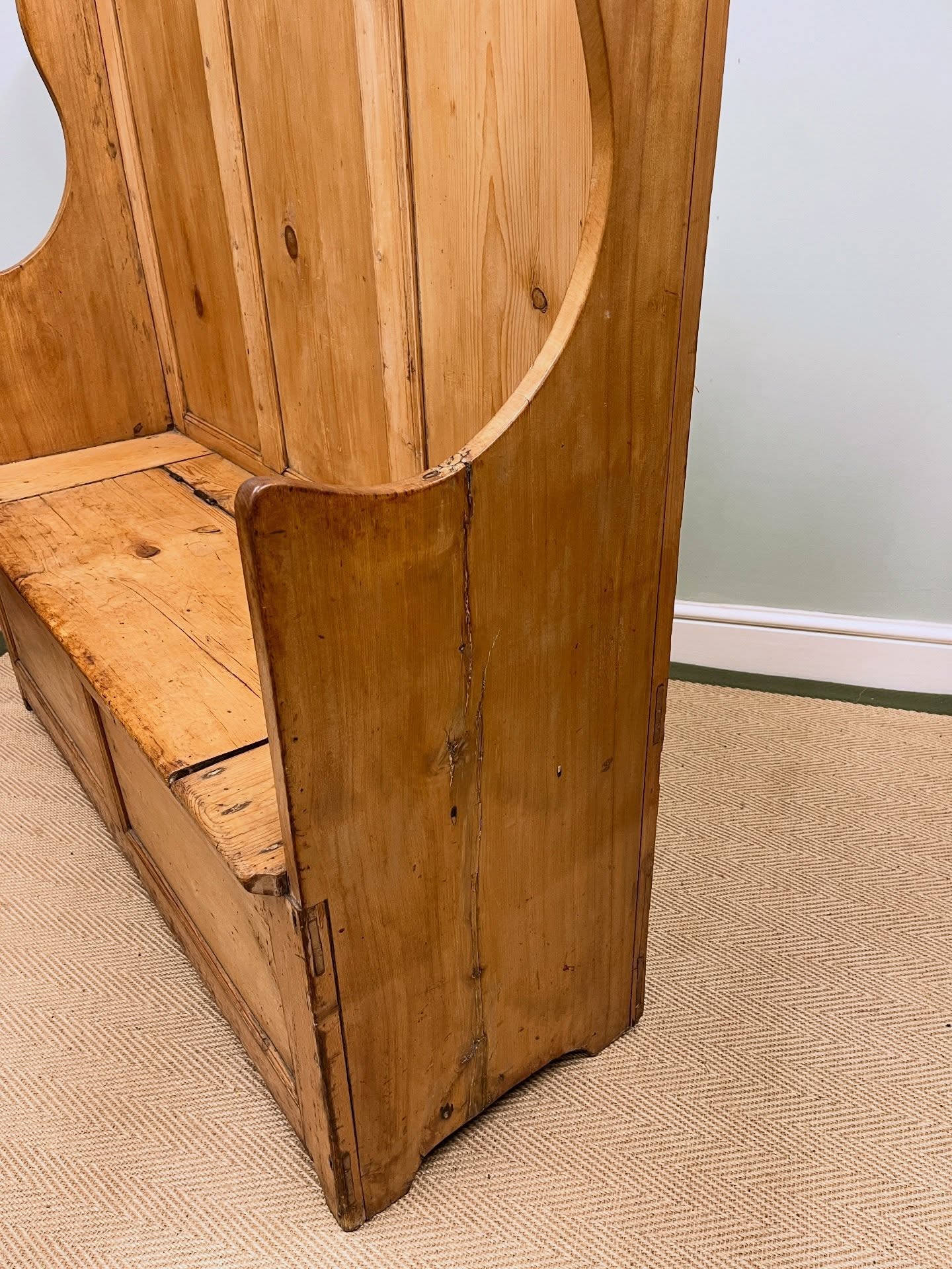 19th century pine settle image 5